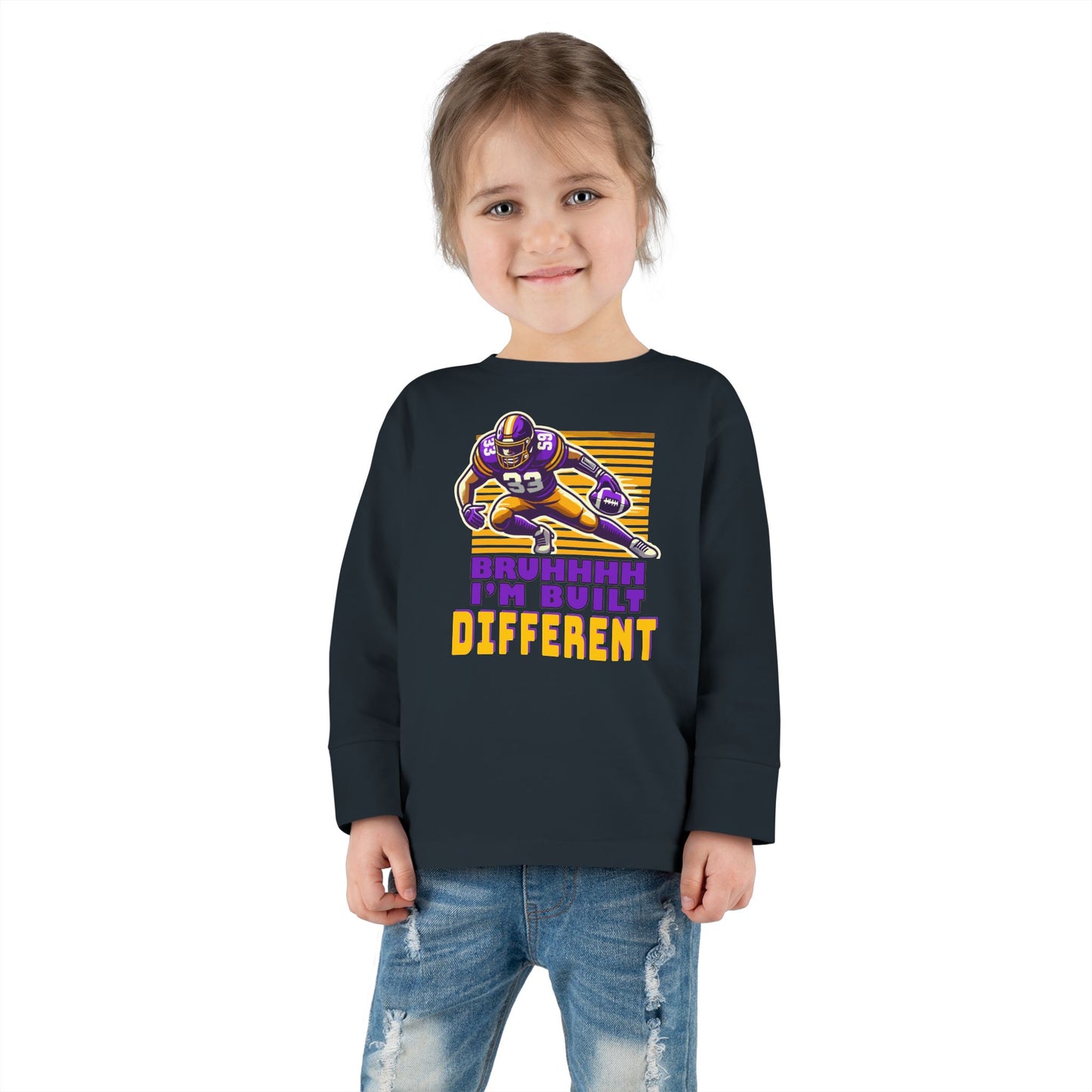 Football - Toddler Long Sleeve - Bruhhhh I'm Built Different