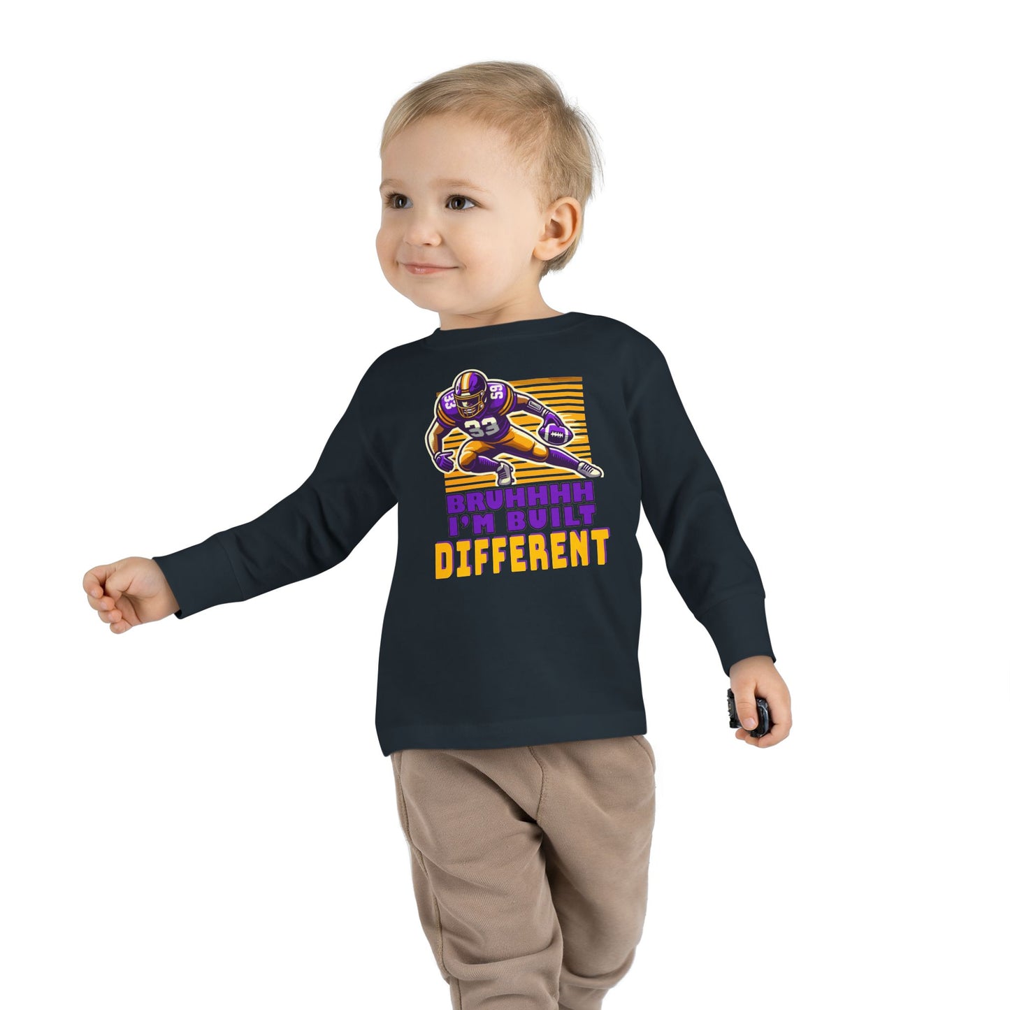 Football - Toddler Long Sleeve - Bruhhhh I'm Built Different