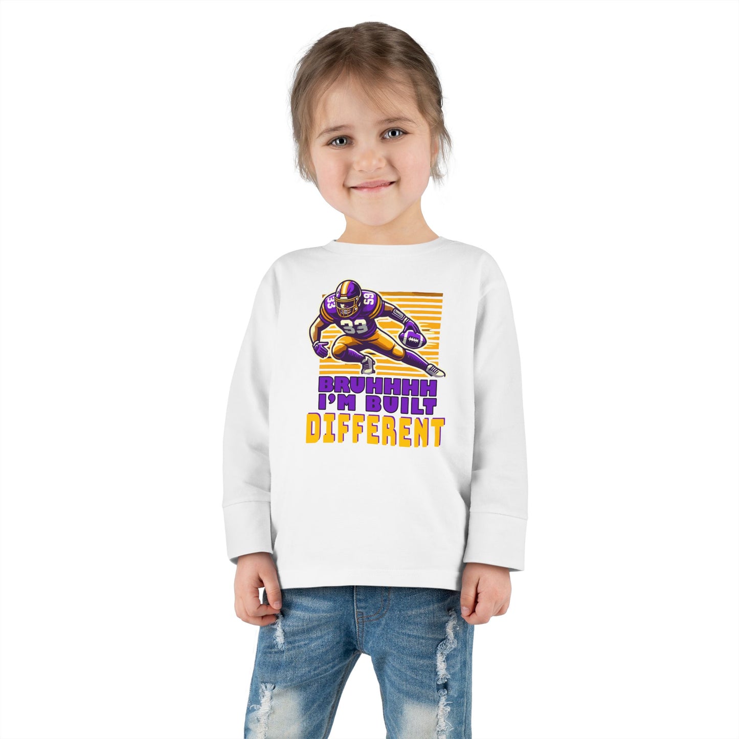 Football - Toddler Long Sleeve - Bruhhhh I'm Built Different