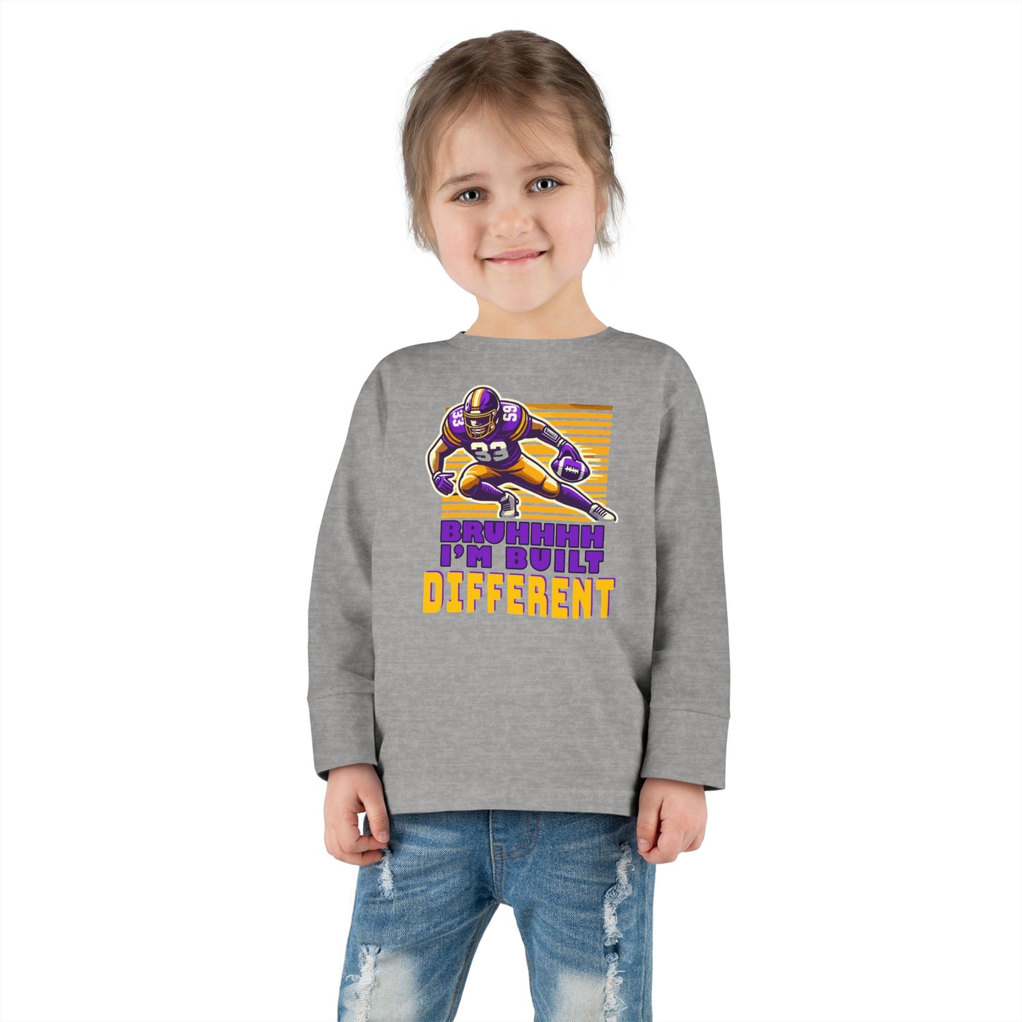 Football - Toddler Long Sleeve - Bruhhhh I'm Built Different