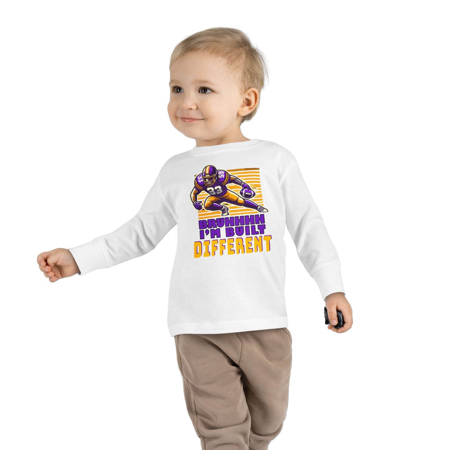 Football - Toddler Long Sleeve - Bruhhhh I'm Built Different