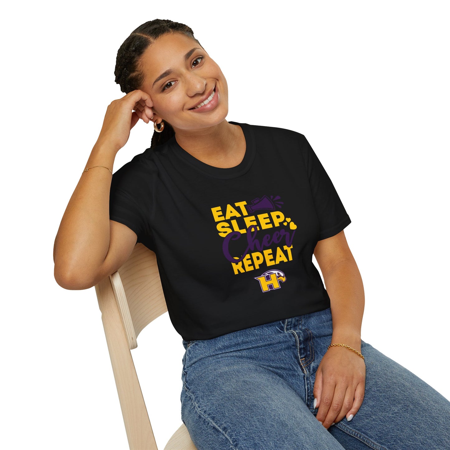 Cheer - Adult T-Shirt - Eat Sleep Cheer Repeat